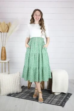 Lenni Floral Midi Skirt - Green