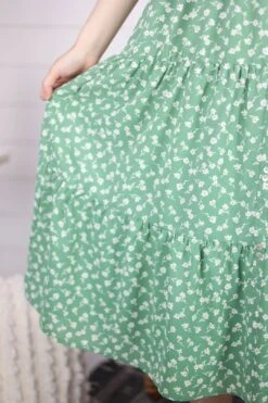 Lenni Floral Midi Skirt - Green -Layer Outfit 29351172145211 5