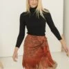 Eileen Paisley Print Fringe Mini Skirt Rust -Layer Outfit 29420461490278 1