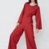 Otay Longsleeve Jumpsuit In Rubia Red -Layer Outfit 29432899895381 1