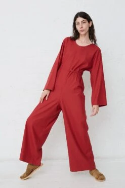 Otay Longsleeve Jumpsuit In Rubia Red