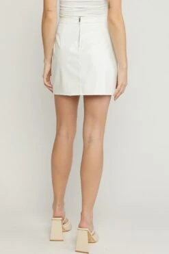White Faux Leather Mini Skirt -Layer Outfit 29434078232673 5