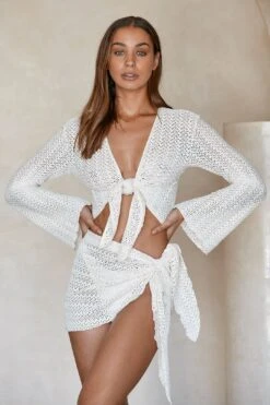 St. Barth's Skirt - Ivory Crochet -Layer Outfit 29476452958244 4