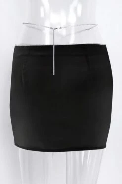 'ISABELLE' Satin Rhinestone Mini Skirt -Layer Outfit 29489808736323 4