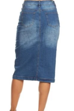Tisa Light Washed Denim Skirt -Layer Outfit 29553695785142 8