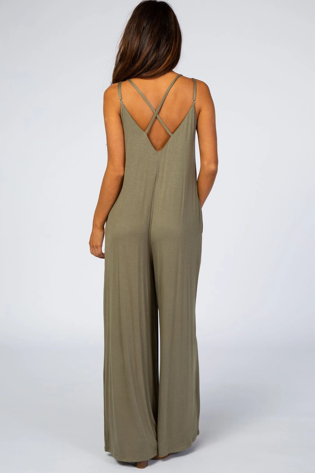 Light Olive Cross Back Wide Leg Jumpsuit 8 Light Olive Cross Back Wide Leg Jumpsuit - Image 6