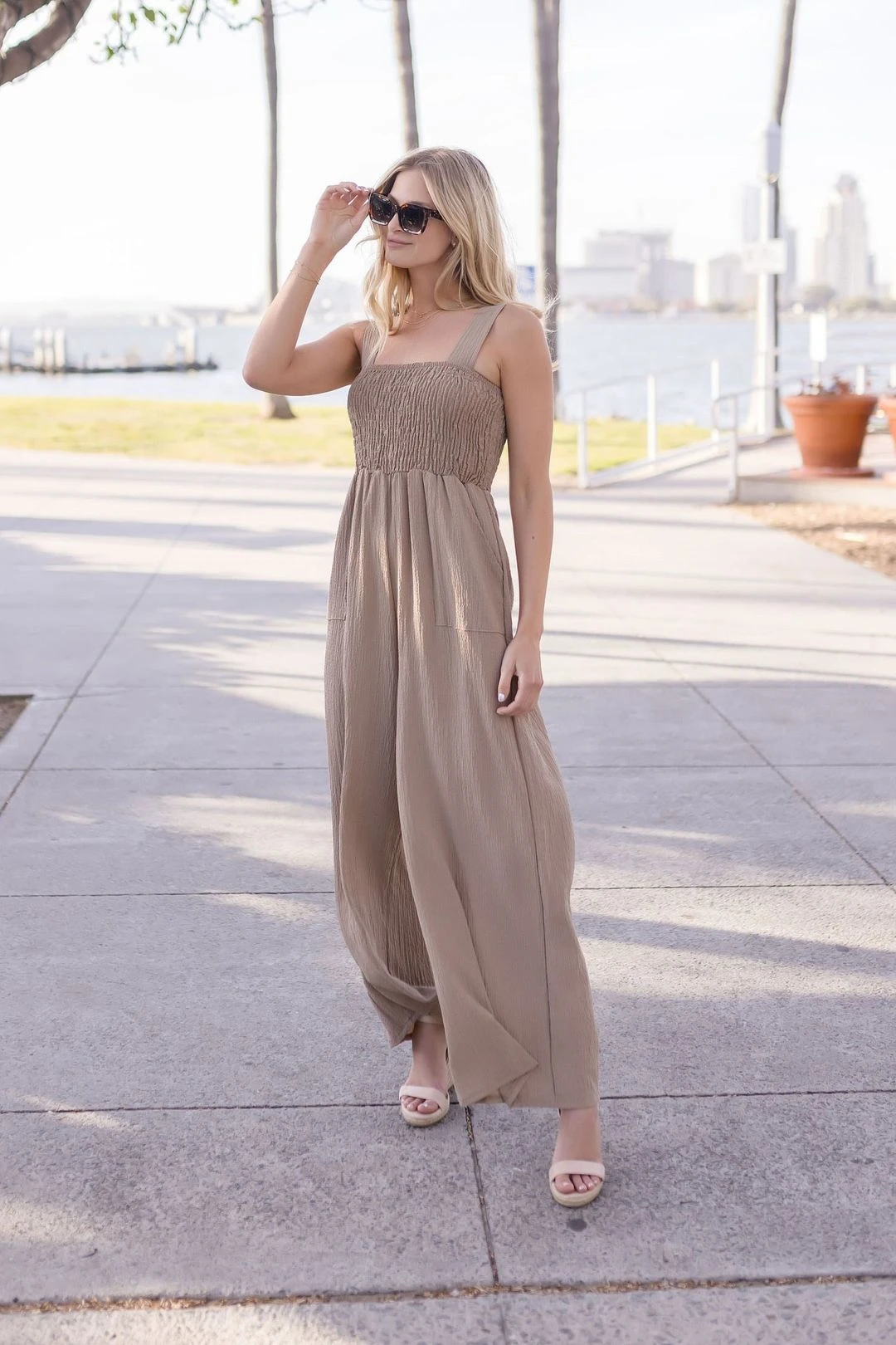 Faith Sleeveless Wide Leg Jumpsuit Taupe 3 Faith Sleeveless Wide Leg Jumpsuit Taupe