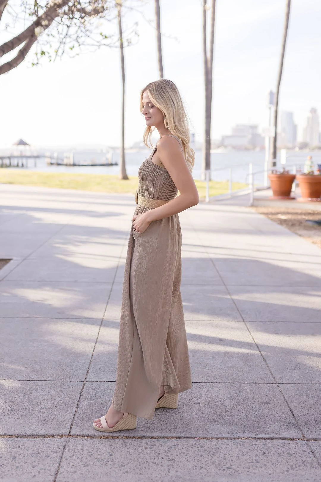 Faith Sleeveless Wide Leg Jumpsuit Taupe 6 Faith Sleeveless Wide Leg Jumpsuit Taupe - Image 4