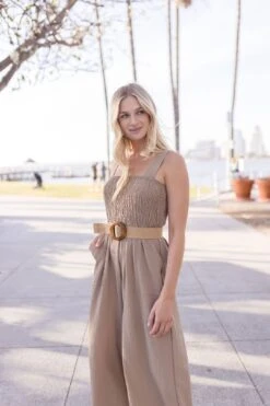 Faith Sleeveless Wide Leg Jumpsuit Taupe 18 Faith Sleeveless Wide Leg Jumpsuit Taupe -Layer Outfit 29603986407526 8