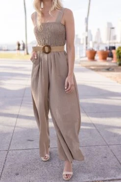 Faith Sleeveless Wide Leg Jumpsuit Taupe 16 Faith Sleeveless Wide Leg Jumpsuit Taupe -Layer Outfit 29603986636902 5