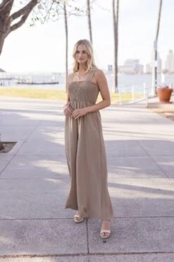 Faith Sleeveless Wide Leg Jumpsuit Taupe 17 Faith Sleeveless Wide Leg Jumpsuit Taupe -Layer Outfit 29604505714790 6