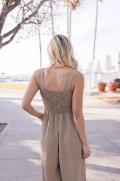 Faith Sleeveless Wide Leg Jumpsuit Taupe 21 Faith Sleeveless Wide Leg Jumpsuit Taupe -Layer Outfit 29604506140774 11