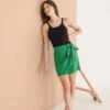 Aubrey Side Tie Wrap Mini Skirt Green