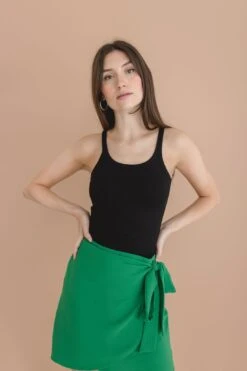 Aubrey Side Tie Wrap Mini Skirt Green -Layer Outfit 29608317485158 3