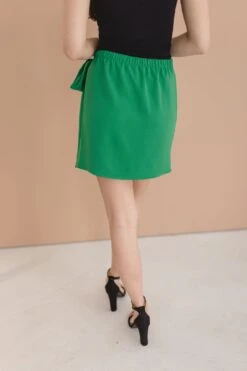 Aubrey Side Tie Wrap Mini Skirt Green -Layer Outfit 29608317550694 5