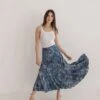 Amber Abstract Print Maxi Skirt Blue
