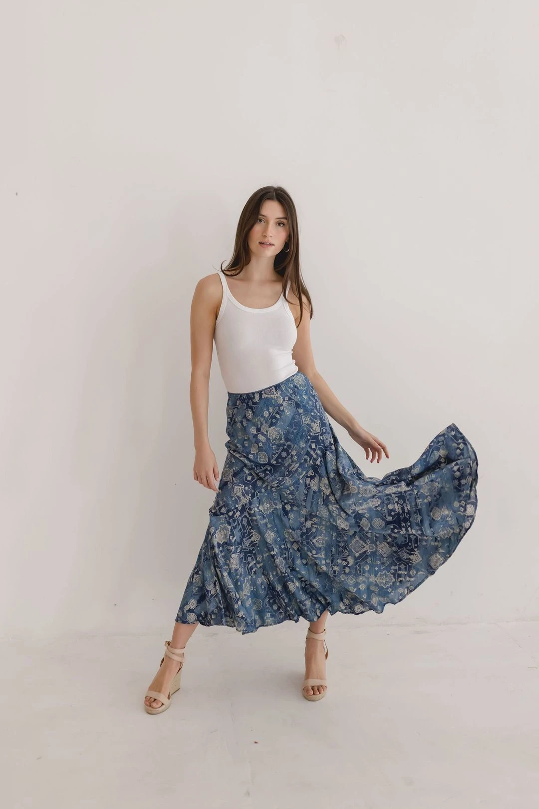 Amber Abstract Print Maxi Skirt Blue 3 Amber Abstract Print Maxi Skirt Blue