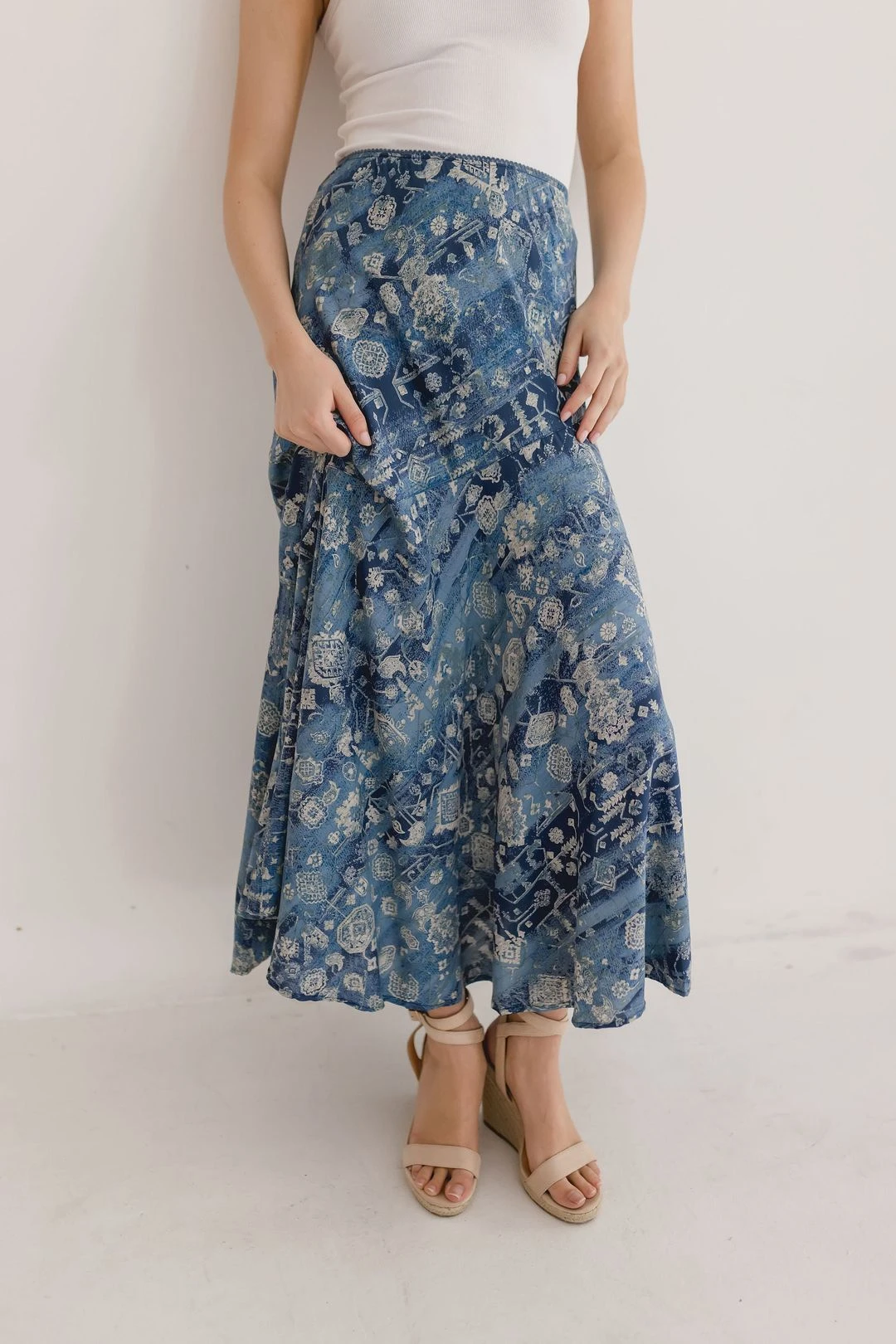 Amber Abstract Print Maxi Skirt Blue 4 Amber Abstract Print Maxi Skirt Blue - Image 2