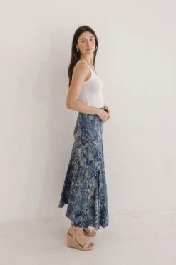 Amber Abstract Print Maxi Skirt Blue 14 Amber Abstract Print Maxi Skirt Blue -Layer Outfit 29608329150566 8