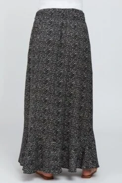 Black Ditsy Floral Hi-Low Button Front Maternity Skirt -Layer Outfit 29612625231926 3