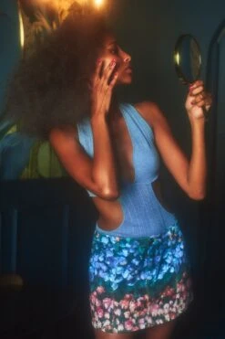 Rose Stripe Denim Mini Skirt 13 Rose Stripe Denim Mini Skirt -Layer Outfit 29634873425992 4