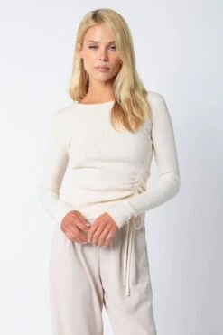 **Waitlist 8/4** Allison Long Sleeve Knit Sweater Top Cream -Layer Outfit 29647432810598 4