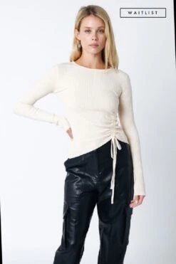 **Waitlist 8/4** Allison Long Sleeve Knit Sweater Top Cream