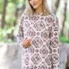Taupe And Tan Aztec Print Hooded Top -Layer Outfit 29667208659007 1