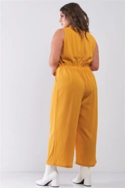 Sleeveless V-neck Self-tie Front Detail Wide Leg Jumpsuit -Layer Outfit 29700559732919 3