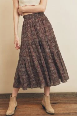 Boho Printed Tiered Skirt