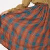 Linen Check Skirt In Brown X Blue -Layer Outfit 29761233780821 1
