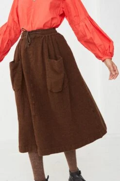 Wool Jupe A Poche Skirt In Brown -Layer Outfit 29782476816469 3