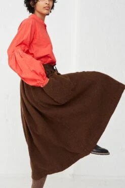 Wool Jupe A Poche Skirt In Brown