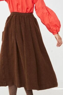 Wool Jupe A Poche Skirt In Brown -Layer Outfit 29782476947541 6