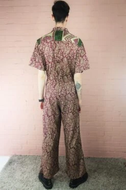 Billie Jumpsuit - Vintage Indian Sari - Boysenberry With Champagne Botanical Print - M/L -Layer Outfit 29801609232438 3