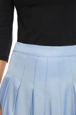 LIGHT BLUE TENCEL PLEATED SKIRT