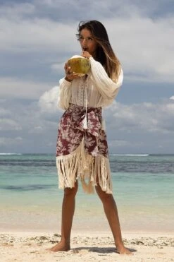 Wrap Skirt Amor In Burgundy Print -Layer Outfit 29893750947949 5