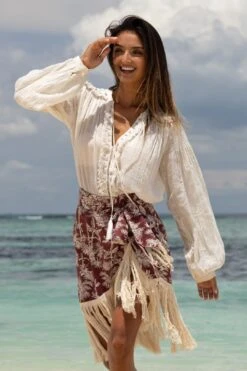 Wrap Skirt Amor In Burgundy Print -Layer Outfit 29893750980717 3