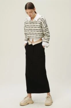 Mari Twill Midi Skirt -Layer Outfit 29919036604501 3