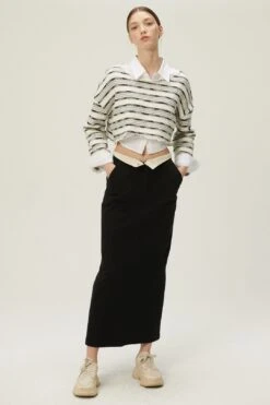 Mari Twill Midi Skirt -Layer Outfit 29919036637269 2