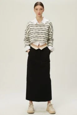 Mari Twill Midi Skirt -Layer Outfit 29919036670037 4