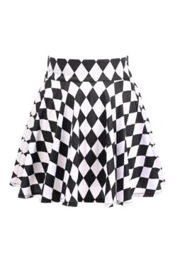 Premium Black And White Diamond Print Stretch Lycra Skirt