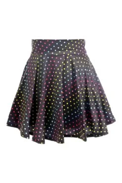 Premium Rainbow Polka Dots Stretch Lycra Skirt