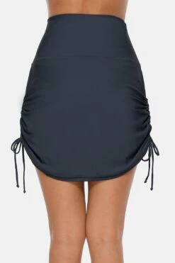 Attraco Womens Gray High Waisted Drawstring Rushed Swim Skirts 11 Attraco Womens Gray High Waisted Drawstring Rushed Swim Skirts -Layer Outfit 29951660752949 4