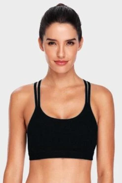 Clearance | Attraco Black Light Weight X-Strappy Sports Bra