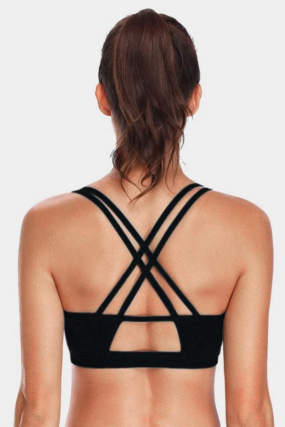 Clearance | Attraco Black Light Weight X-Strappy Sports Bra 4 Clearance | Attraco Black Light Weight X-Strappy Sports Bra - Image 2