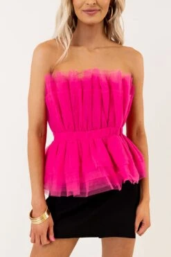 Gorgeous And Glam Tulle Peplum Top In Hot Pink -Layer Outfit 29959671939146 4