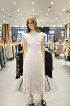 Egoist Fringe Lace Mixed Mesh Pleated Skirt EM2JS609 -Layer Outfit 29962282270897 5