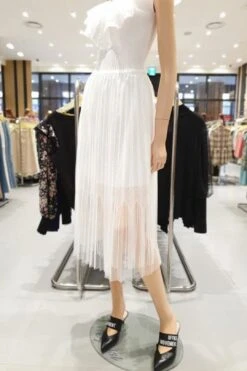 Egoist Fringe Lace Mixed Mesh Pleated Skirt EM2JS609 -Layer Outfit 29962282631345 8