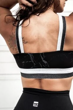 Sexy Yet Savage® Silver Sparkle Marble Sports Bra | Black/Silver -Layer Outfit 30001326031028 3